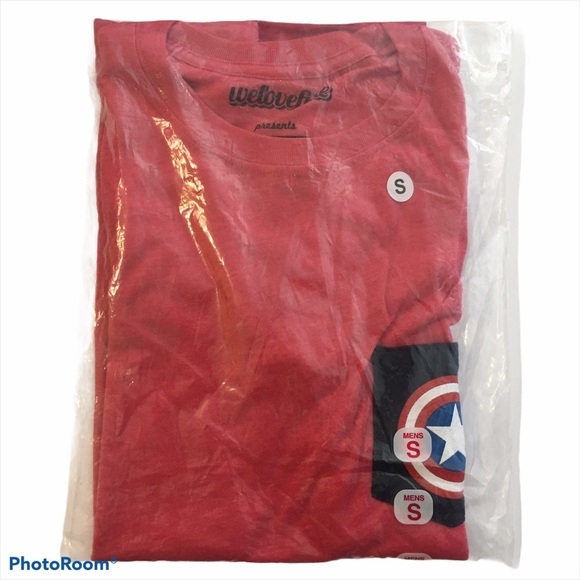 WeLoveFine Marvel Captain America Pocket Shirt Red White Blue Small S Fandom - Picture 5 of 7